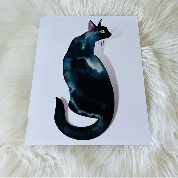 Watercolor Black Cat Portrait Wall Art Print Poster Unframed - Picture 14 of 16